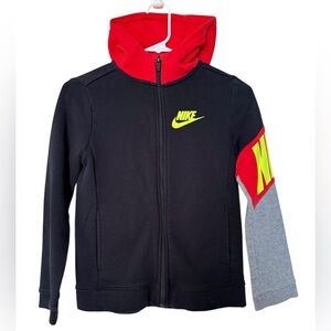 Nike Boys/Unisex Colirblocked Zip-Up Fleece Hoodie Black/ Red Size M